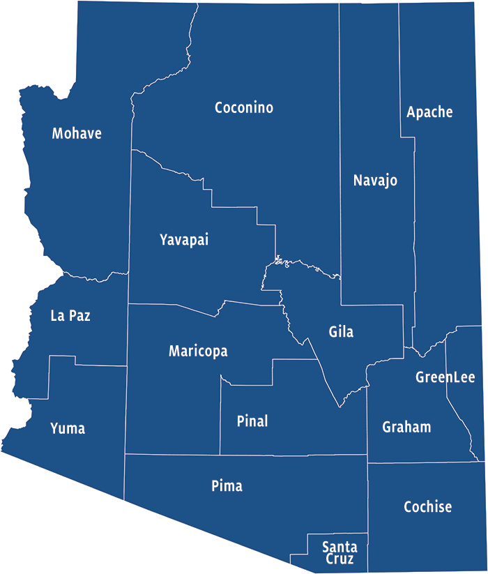Arizona county map EBRC