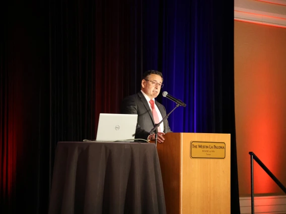 man at a podium