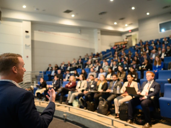 Dr. Gray Hunter addresses the crowd at the 2025 Spring Eller Business Consulting Kickoff