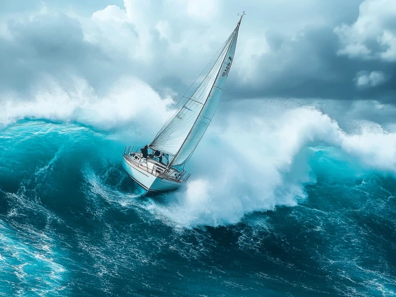 Ship on high seas