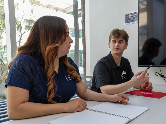 two students in study room