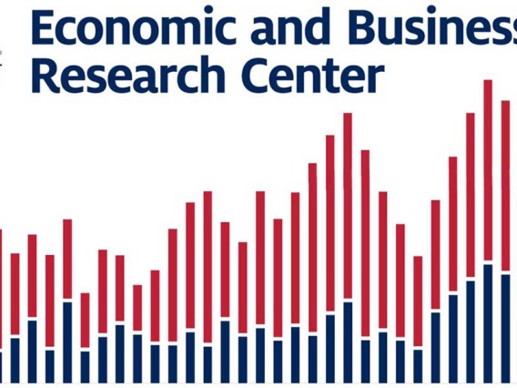 Economic and Business Research Center trend graph with red and blue bars