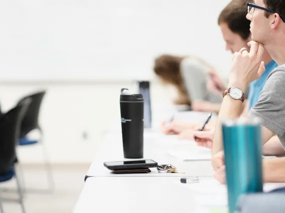 Students writing in class