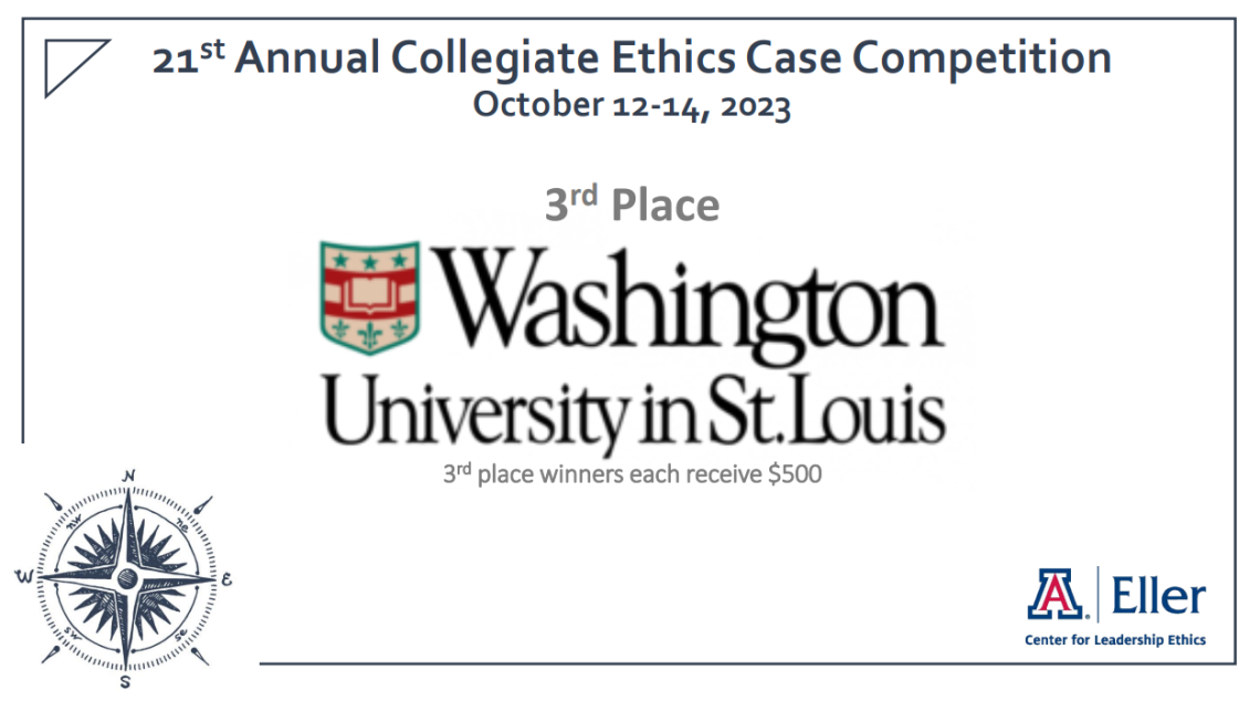 Collegiate Ethics 3rd place winner Washington University in St. Louis