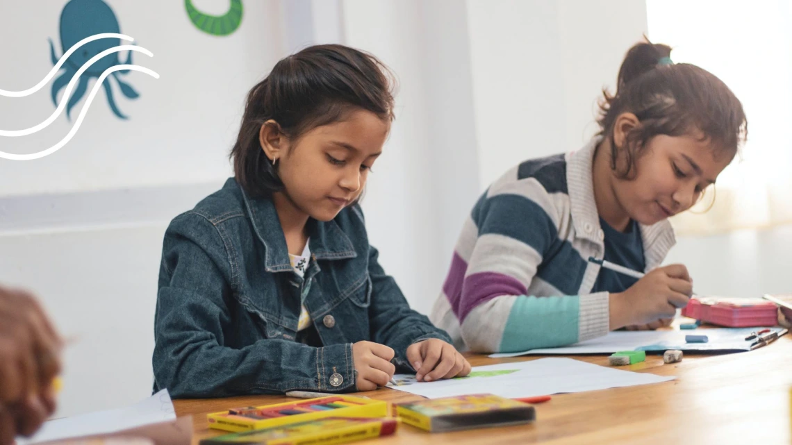 Students working