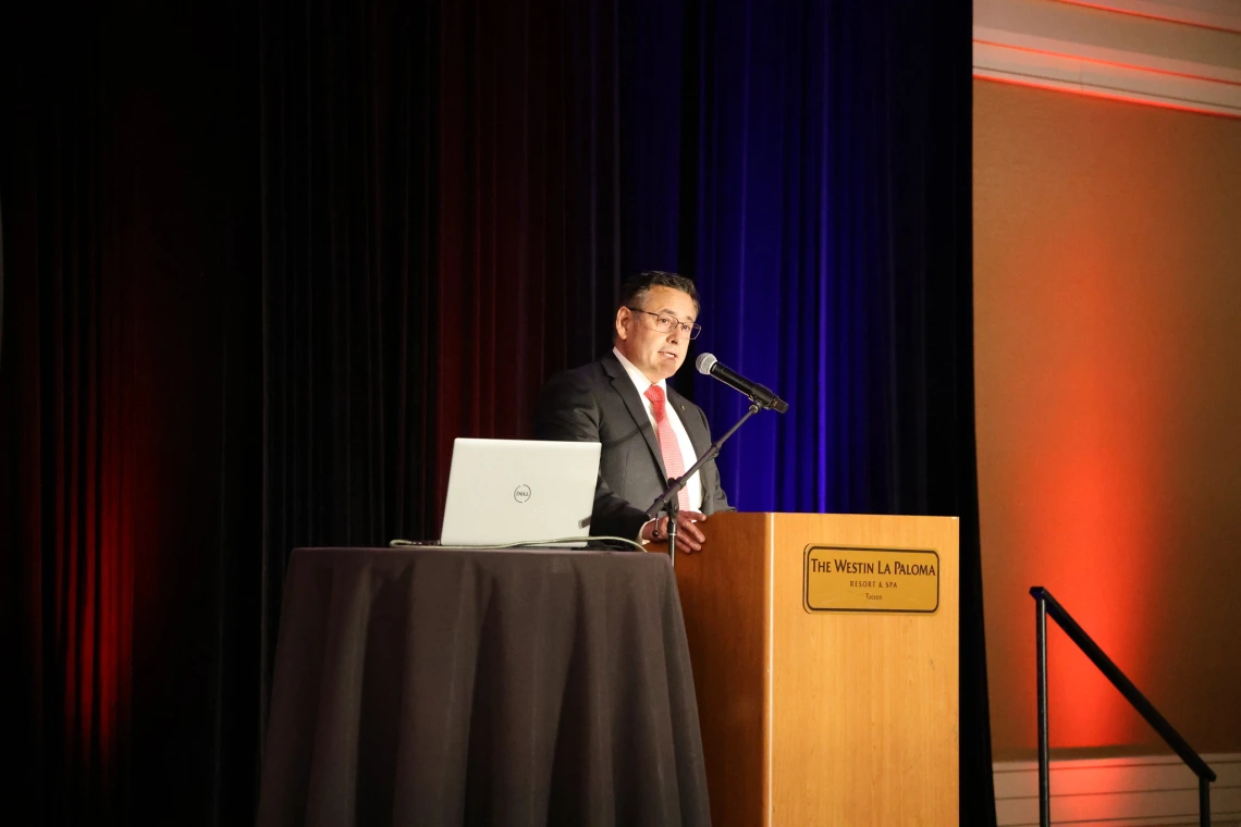 man at a podium