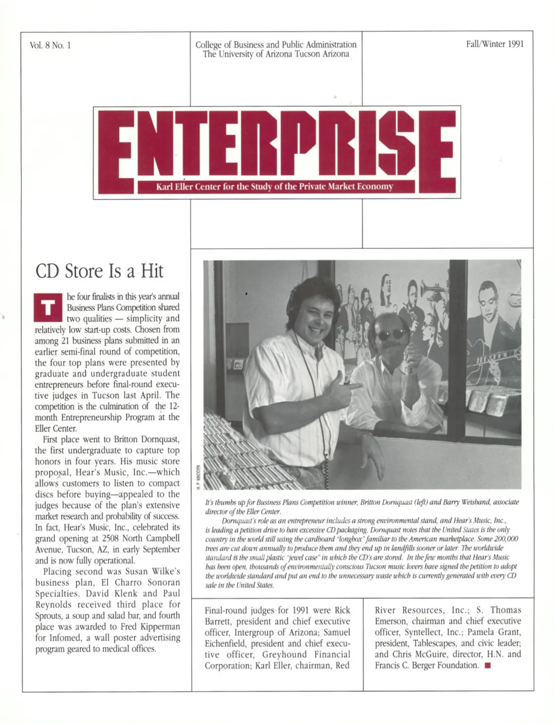 1991- Fall/Winter issue of Enterprise, the publication of the Karl Eller Center