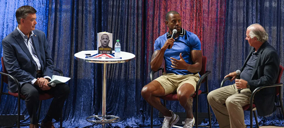 Andra Iguodala with University of Arizona President Robert Robbins