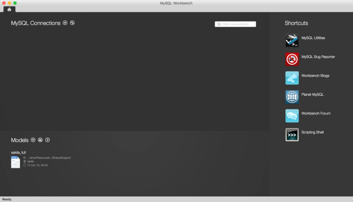 Open MySQL Workbench Open MySQL Workbench