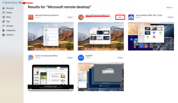Search for Microsoft Remote Desktop 10 on Apple App Store