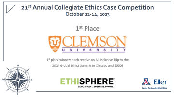 Collegiate Ethics 1st place winner Clemson University