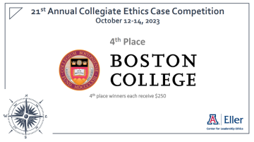 Collegiate Ethics 4th place winner Boston College