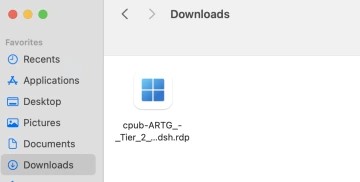 Find the downloaded .RDP file in your downloads folder. 