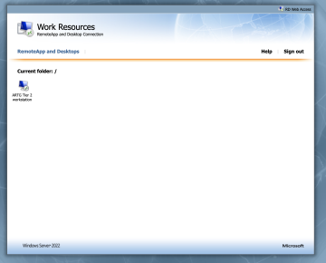 On the next-gen RDS RemoteApp and Desktop page, select the appropriate resource for your coursework. 