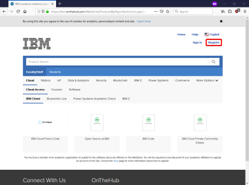 Register on the IBM OnTheHub site.