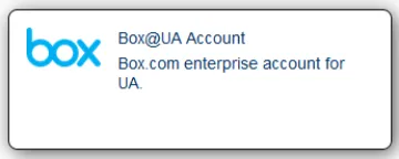 In the University of Arizona account management system, ensure the Box@UA Account is in your Existing Accounts area.